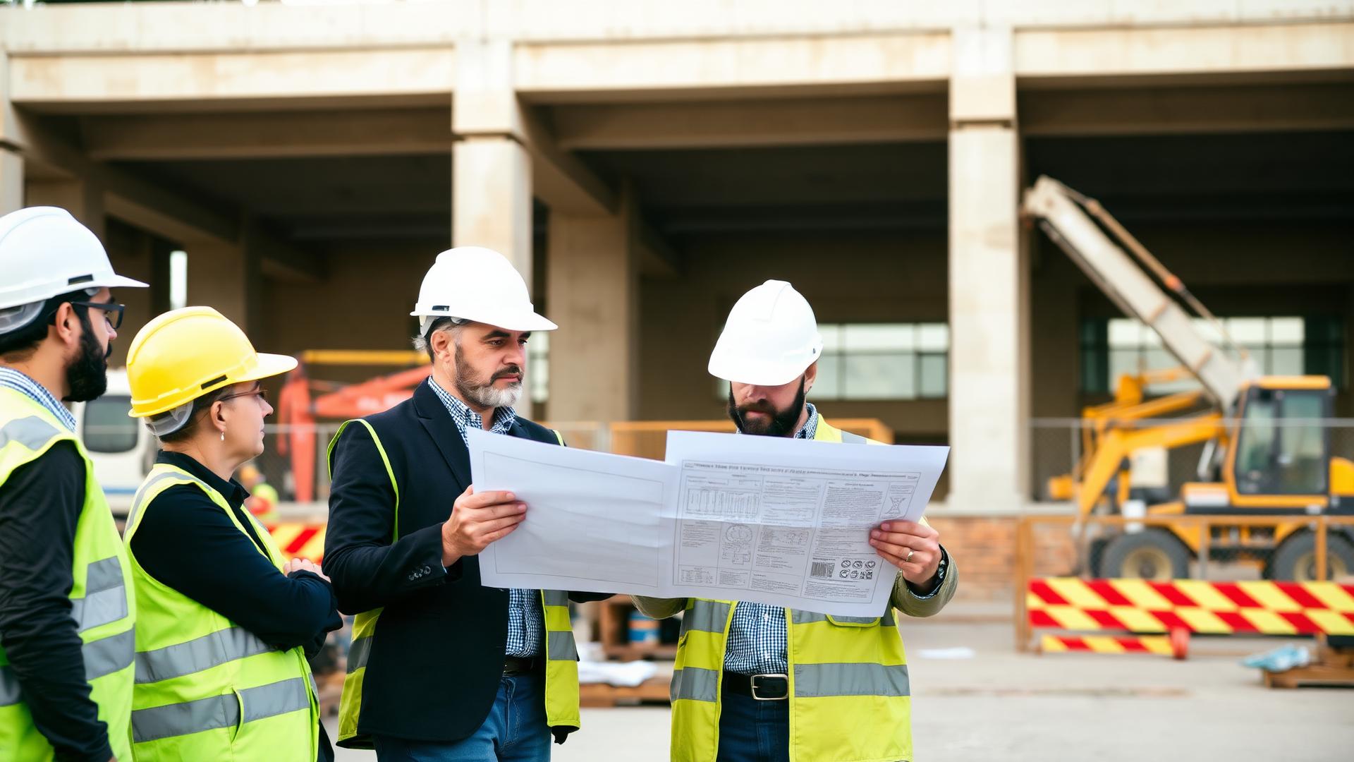 MAGMA engineering team reviewing plans on a construction site in Lebanon