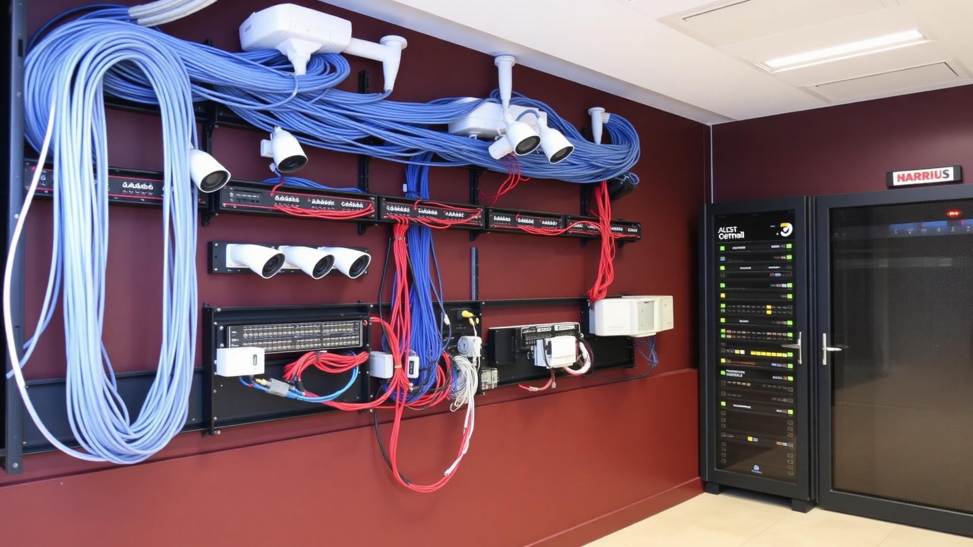 Low voltage ELV systems installation with structured cabling and network equipment