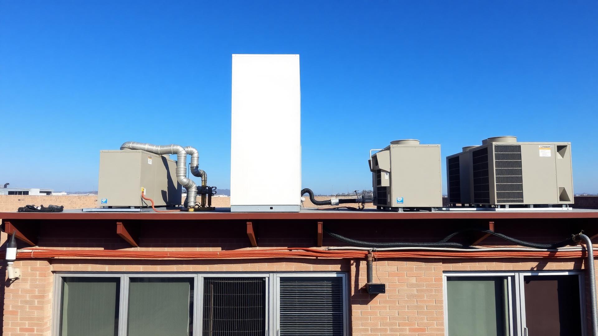 HVAC systems installed on a commercial building rooftop in Lebanon